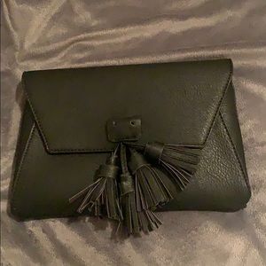 Black leather clutch
